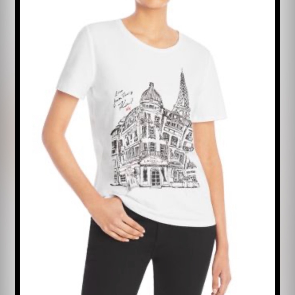 KARL LAGERFELD Love From Paris graphic t-shirt with sequins. Size large